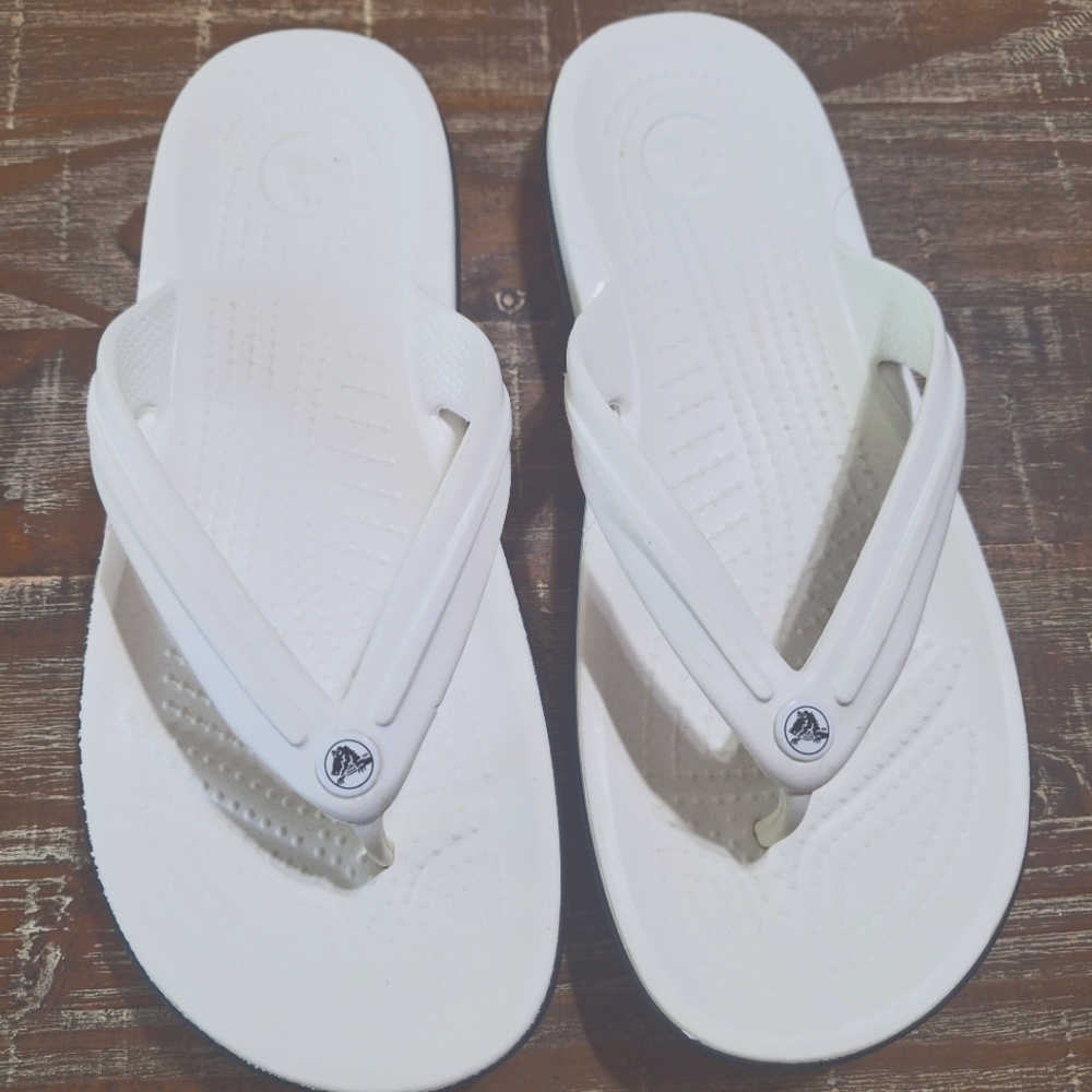 Crocs Crocband Sporty Flip Flop Sandals Comfort‎ Slide Thong White Unisex M8 W10